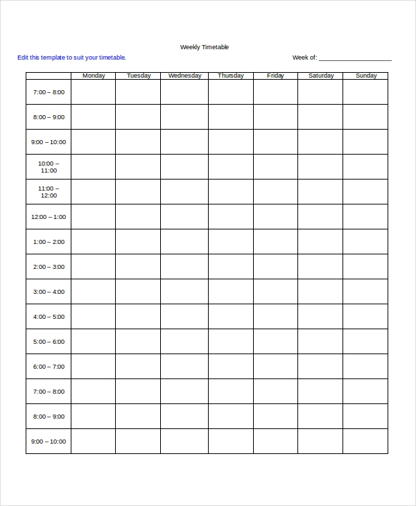 22 Timetable Templates Free Sample Example Format