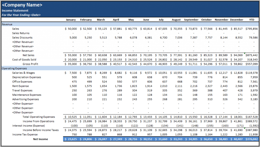 26 Income Statement Template Excel Excel Templates