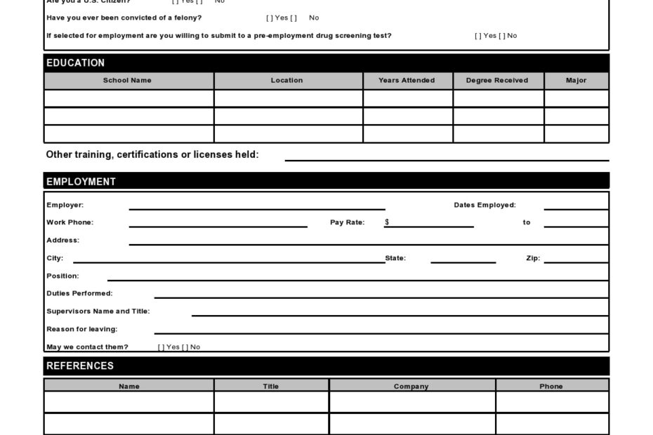 27 Basic Employment Application Templates Free