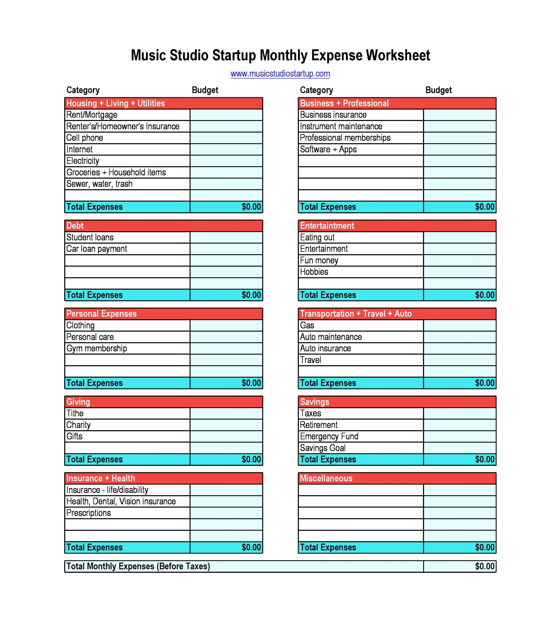 30 Effective Monthly Expenses Templates Bill Trackers 