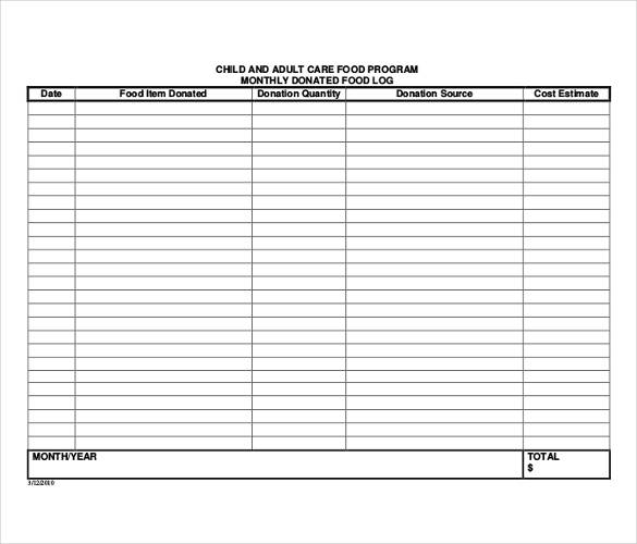 33 Food Log Templates DOC PDF Excel