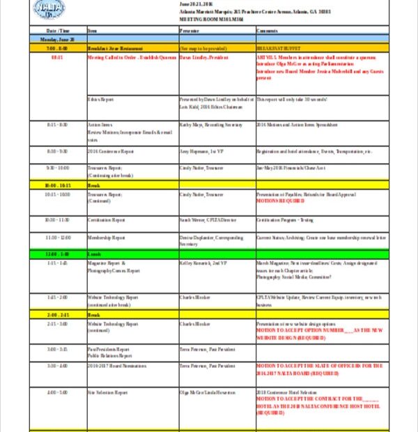 39 Agenda Templates In Excel
