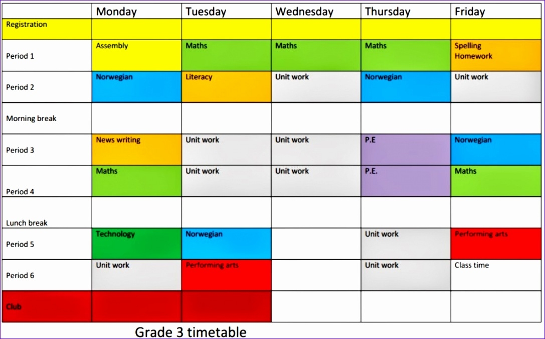 6 Excel Timetable Template Excel Templates