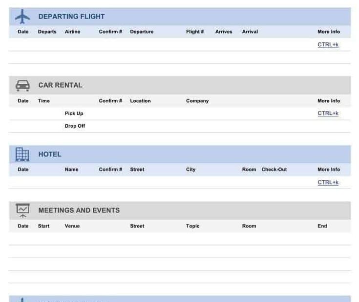 6 Travel Itinerary Templates Word Excel Templates With Blank Trip