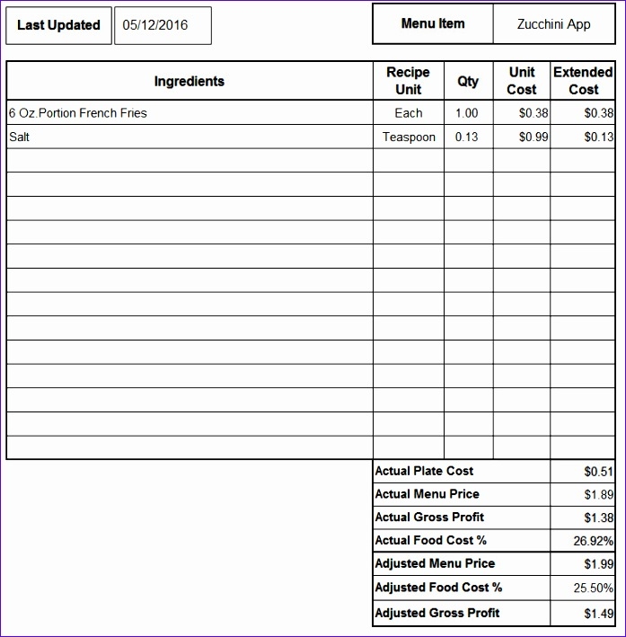 7 Excel Recipe Template Excel Templates Excel Templates