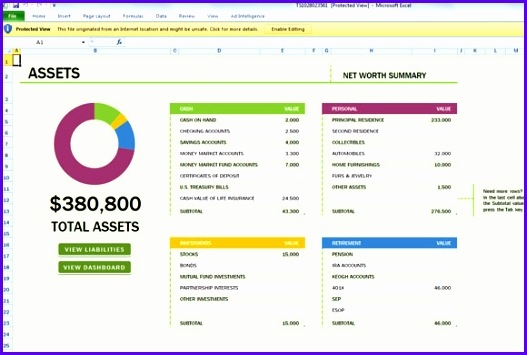 7 Net Worth Excel Template Excel Templates