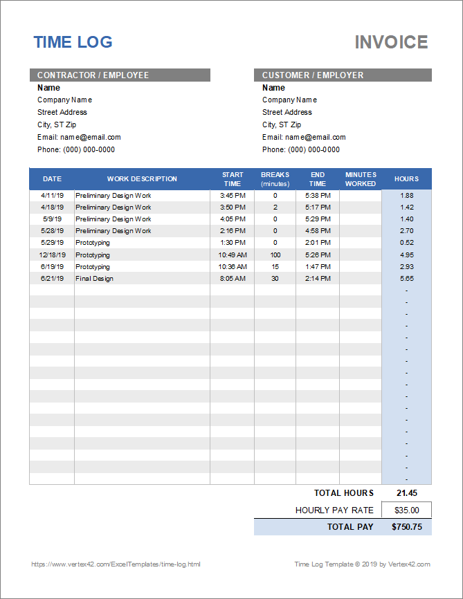 9 Excel Time Log Template Excel Templates Vrogue co