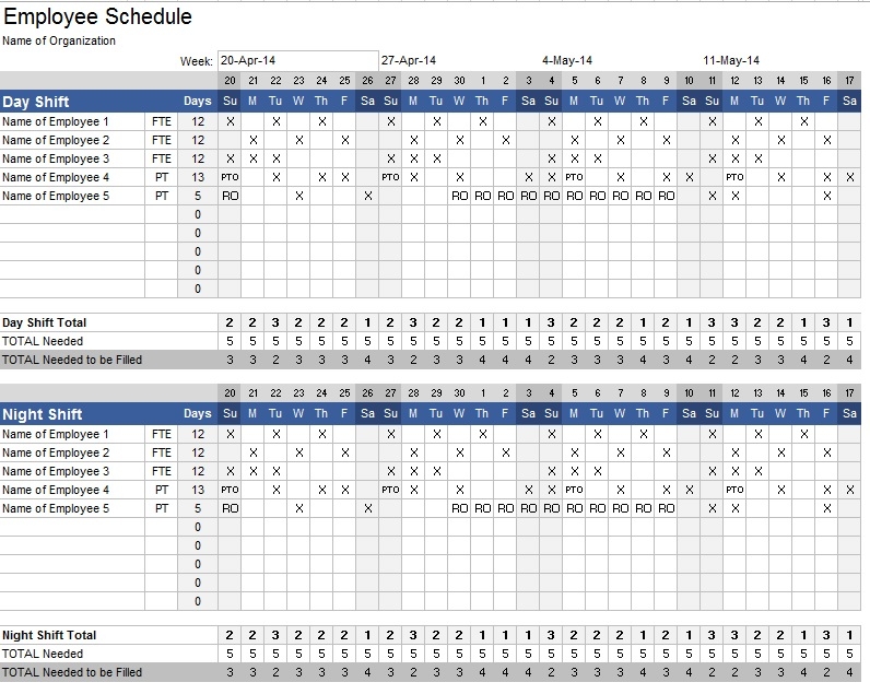 9 Free Labor Schedule Templates In MS Word And MS Excel