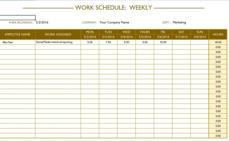 9 Free Labor Schedule Templates In MS Word And MS Excel