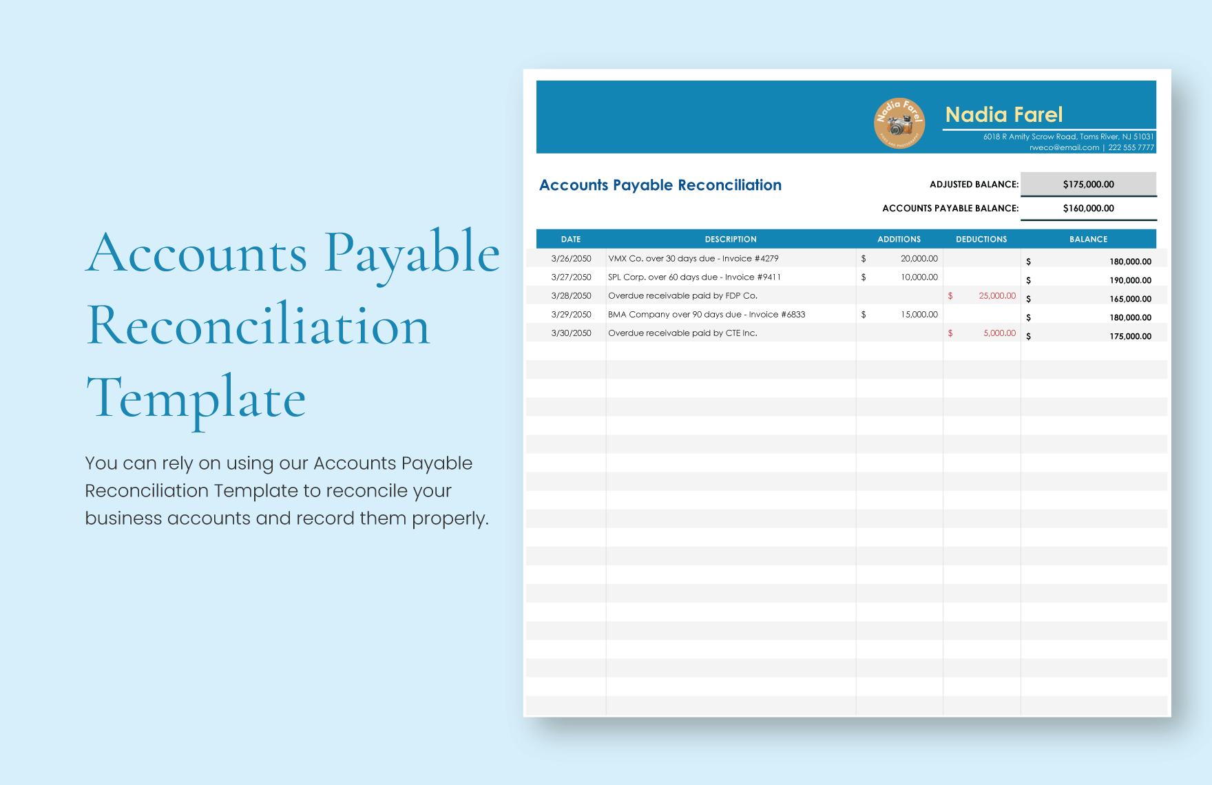 Accounts Payable Reconciliation Template Excel Google Sheets 