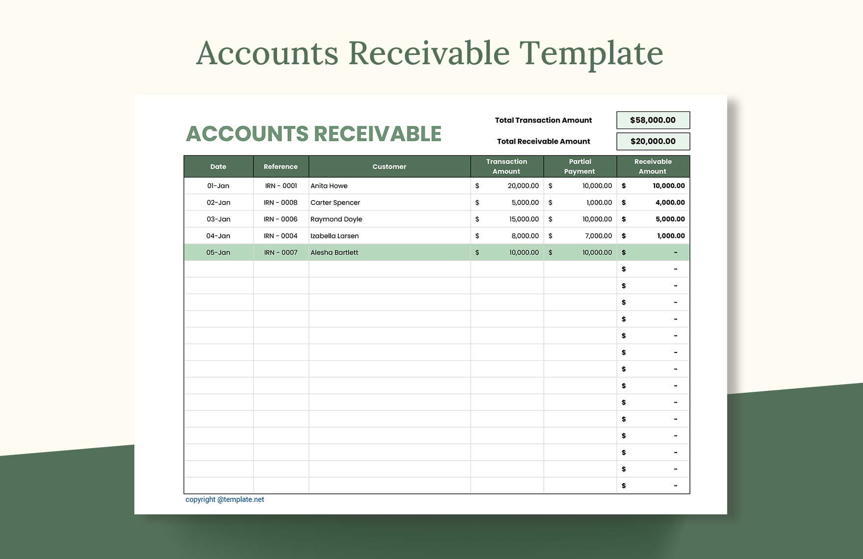 Accounts Receivable Template Download In Excel Google Sheets 
