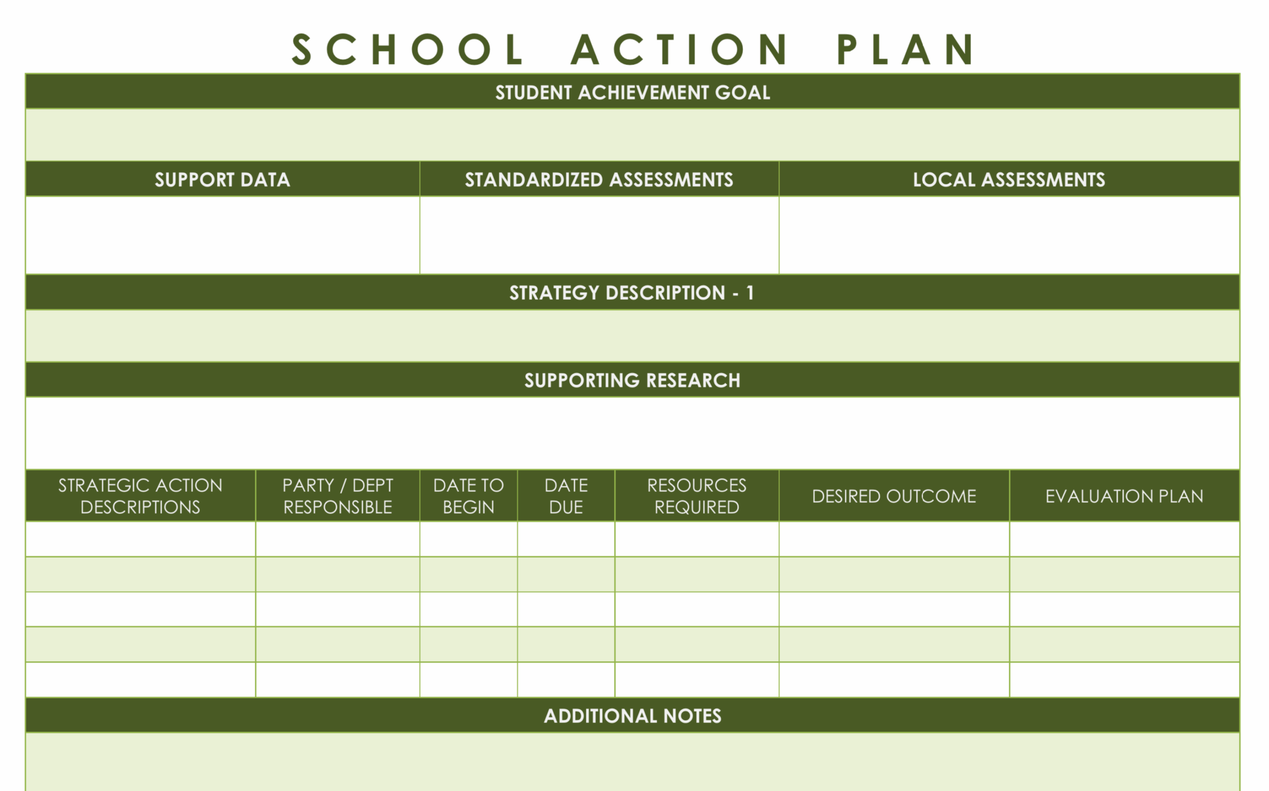 Action Plan Template Education Excel Templates