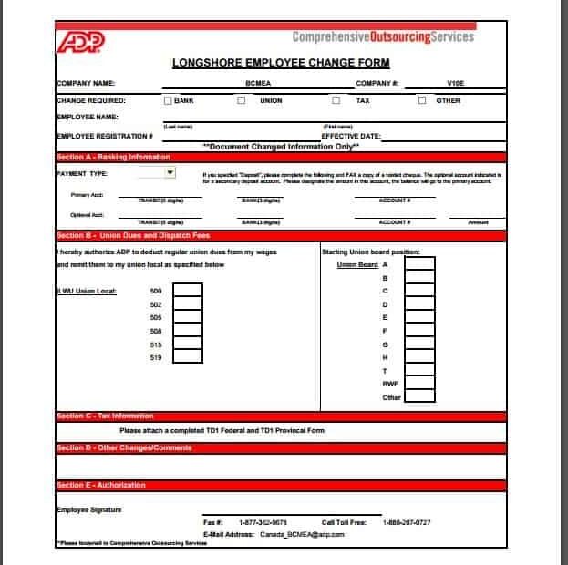 Adp Payroll Printable Forms Printable Forms Free Online