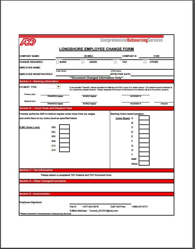 Adp Payroll Printable Forms Printable Forms Free Online