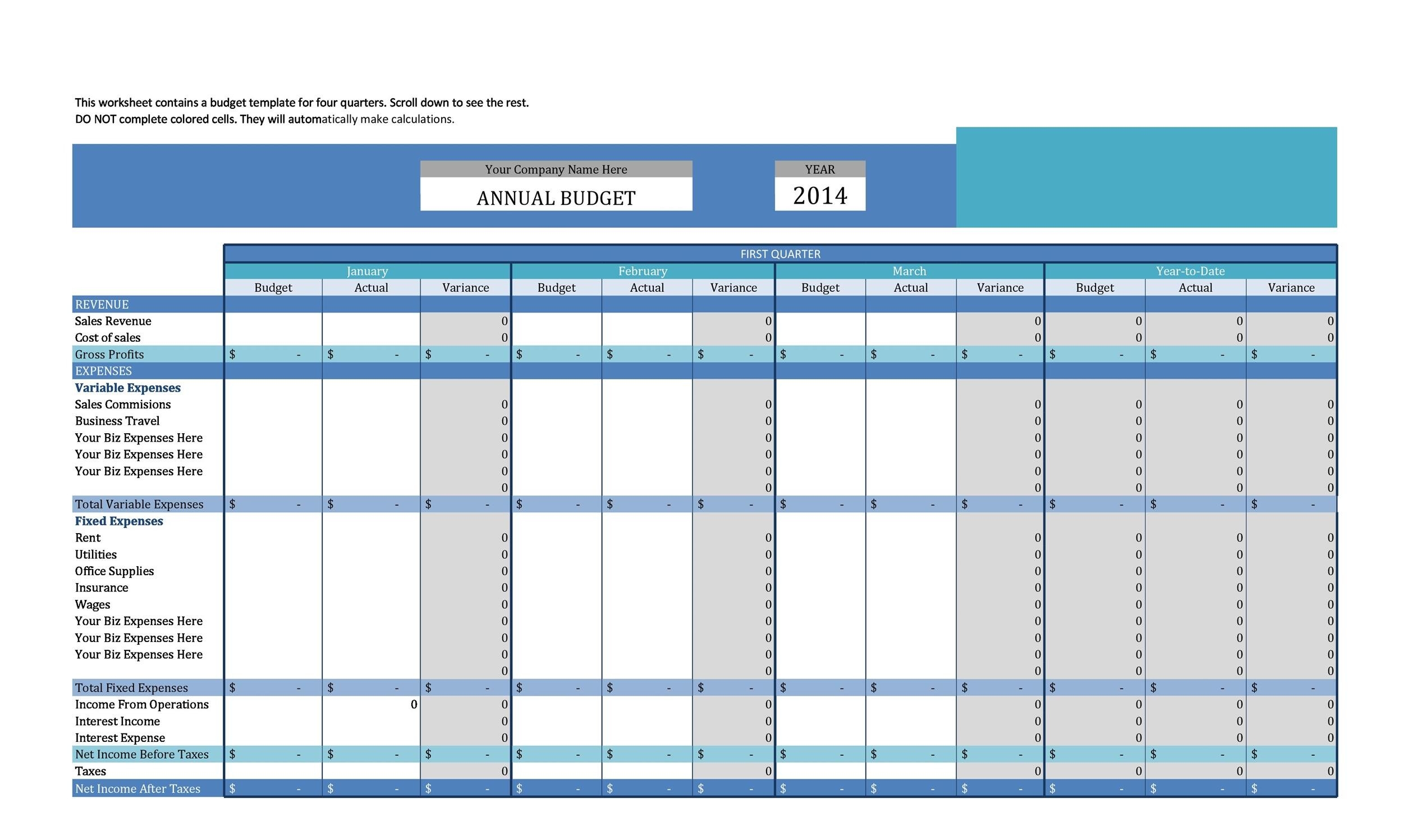 Annual Business Budget Template Excel KAESG BLOG