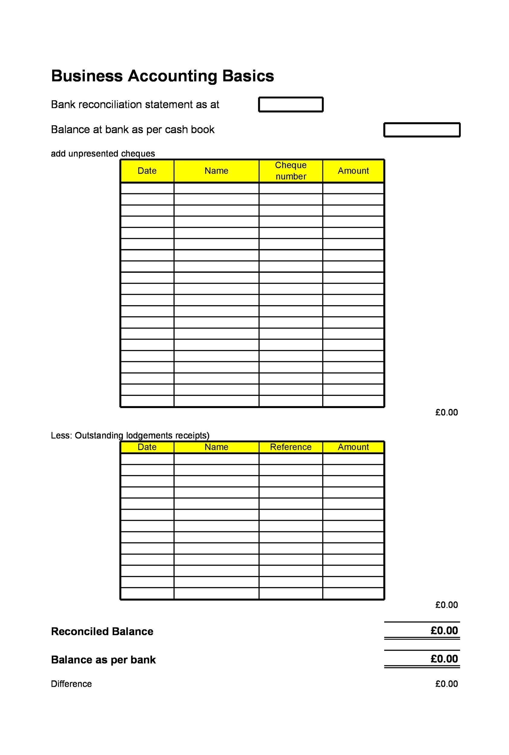 Bank Reconciliation Excel Template
