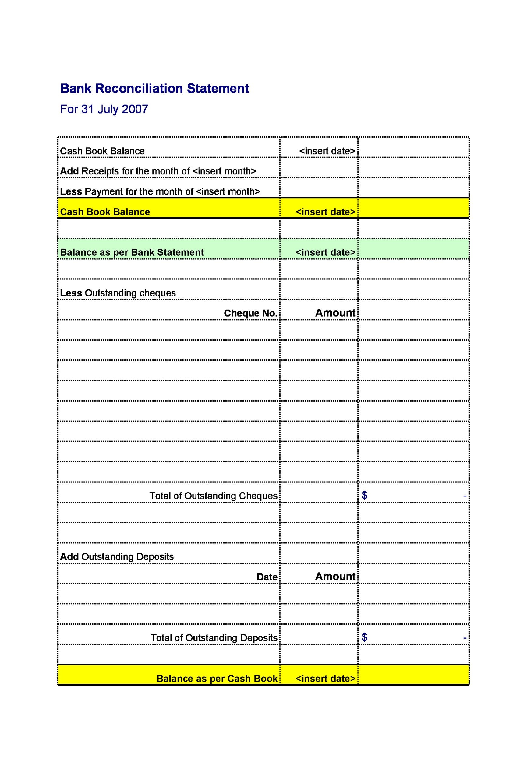 Bank Reconciliation Template Excel