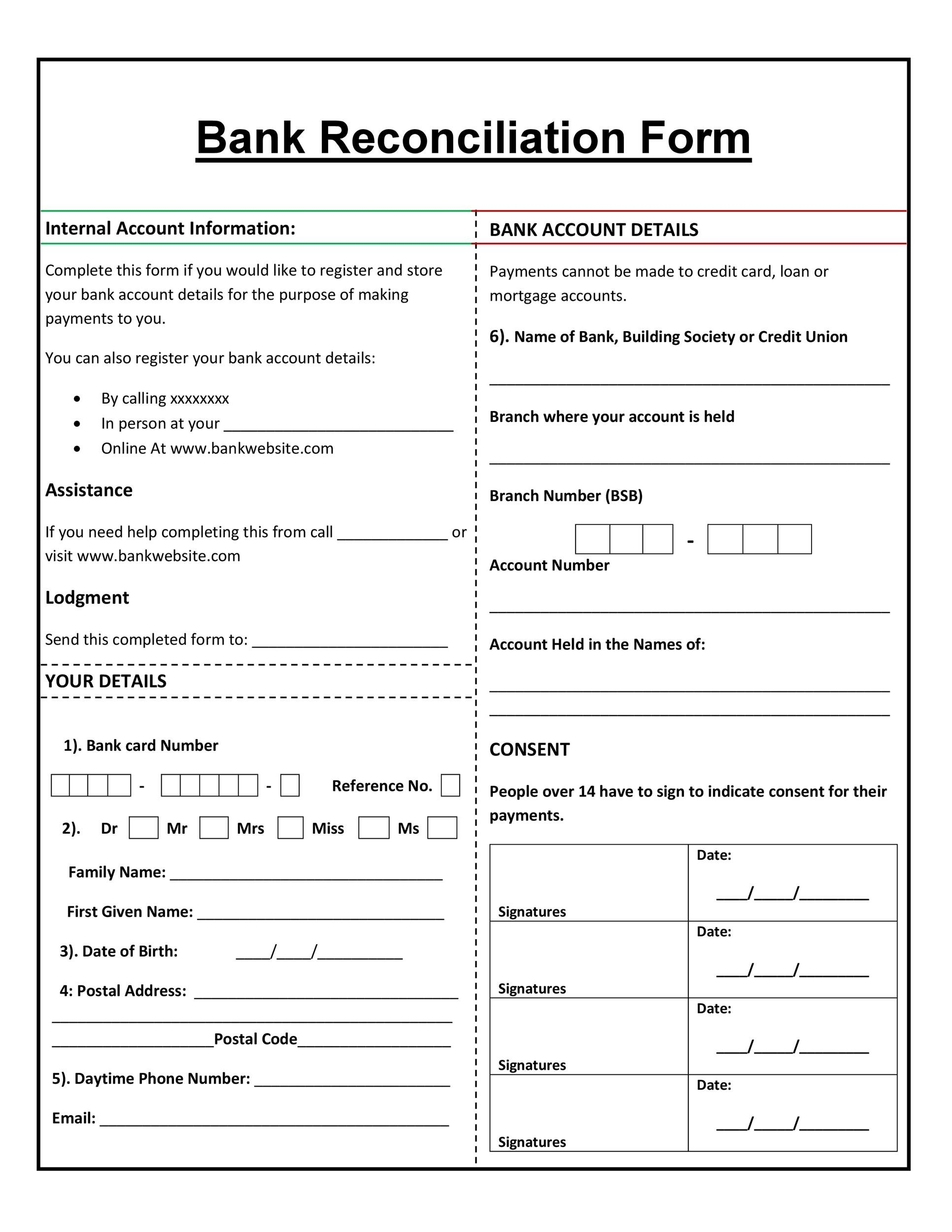 Bank Reconciliation Template Excel