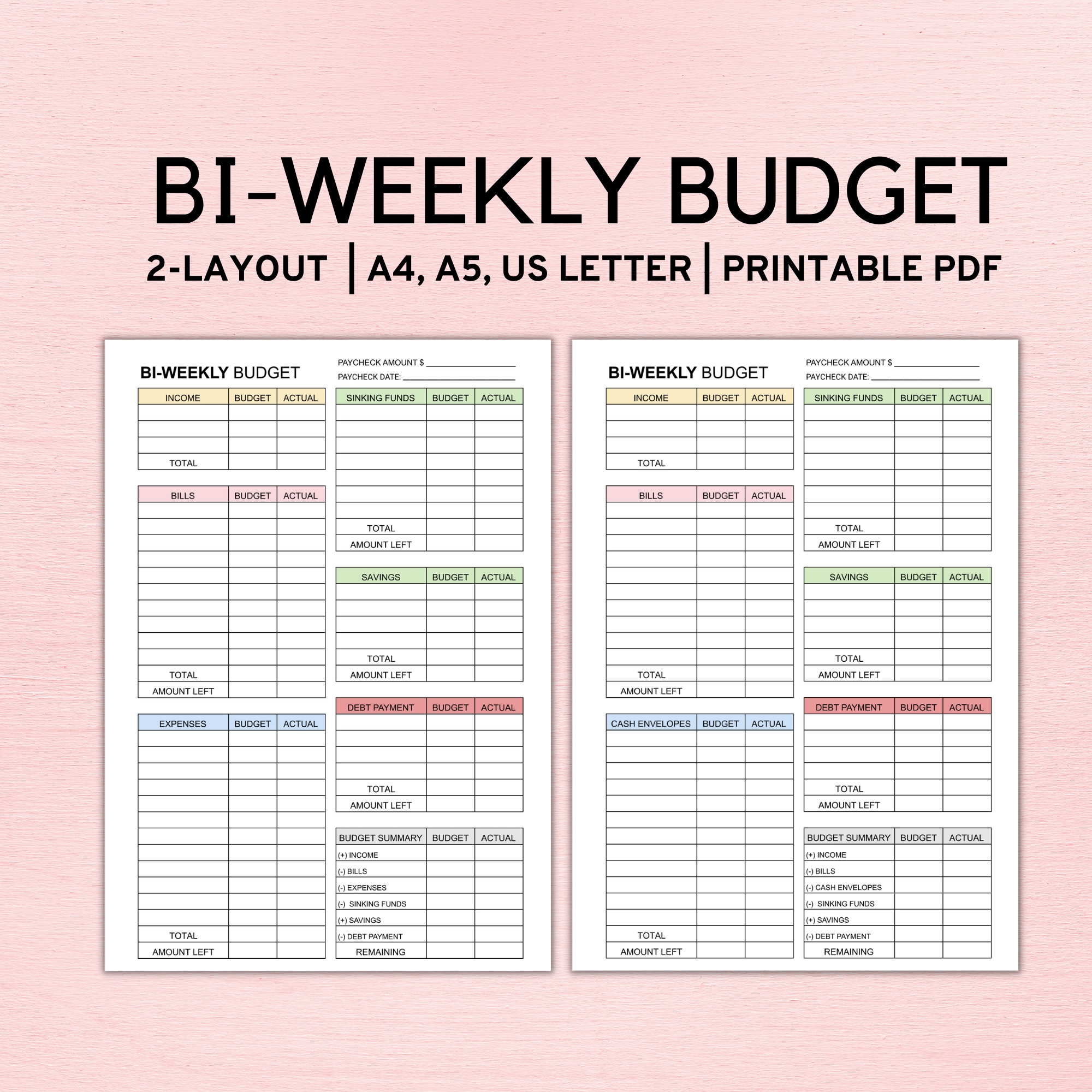 Bi Weekly Paycheck Budget Template Tate Dahlia