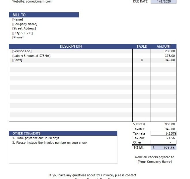Bill Receipt Template Excel Free Excel Templates