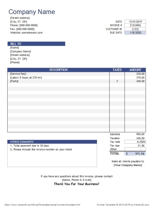Bill Receipt Template Excel Free Excel Templates