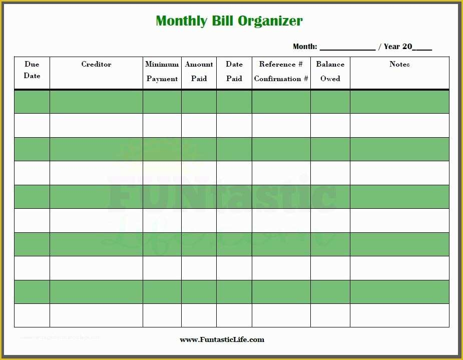 Bill Tracker Template Free Of Excel Monthly Bill Payment Template 