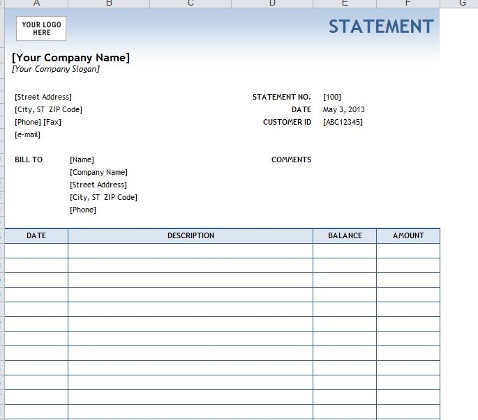 Billing Statement Template