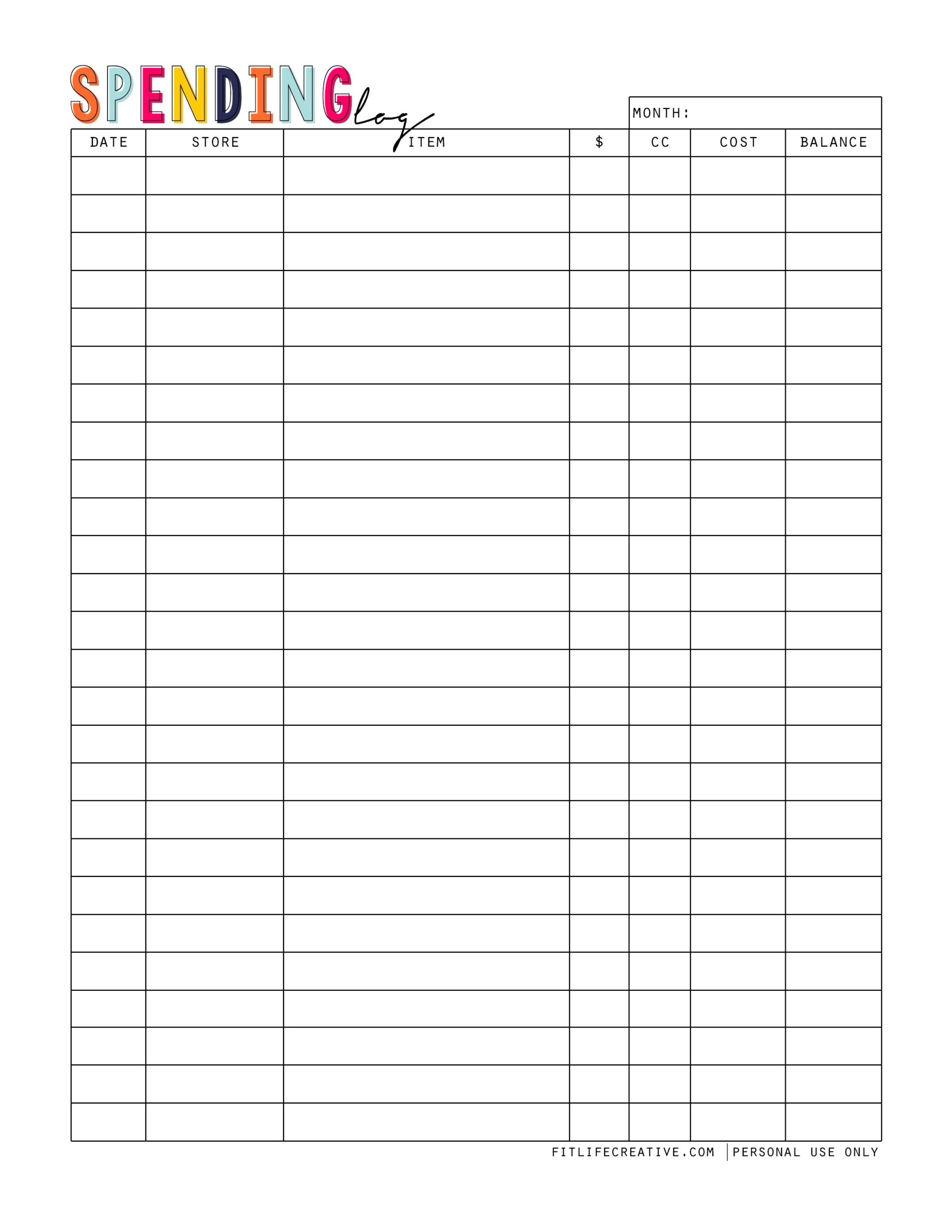 Blank Expense Tracker Printable Gululog