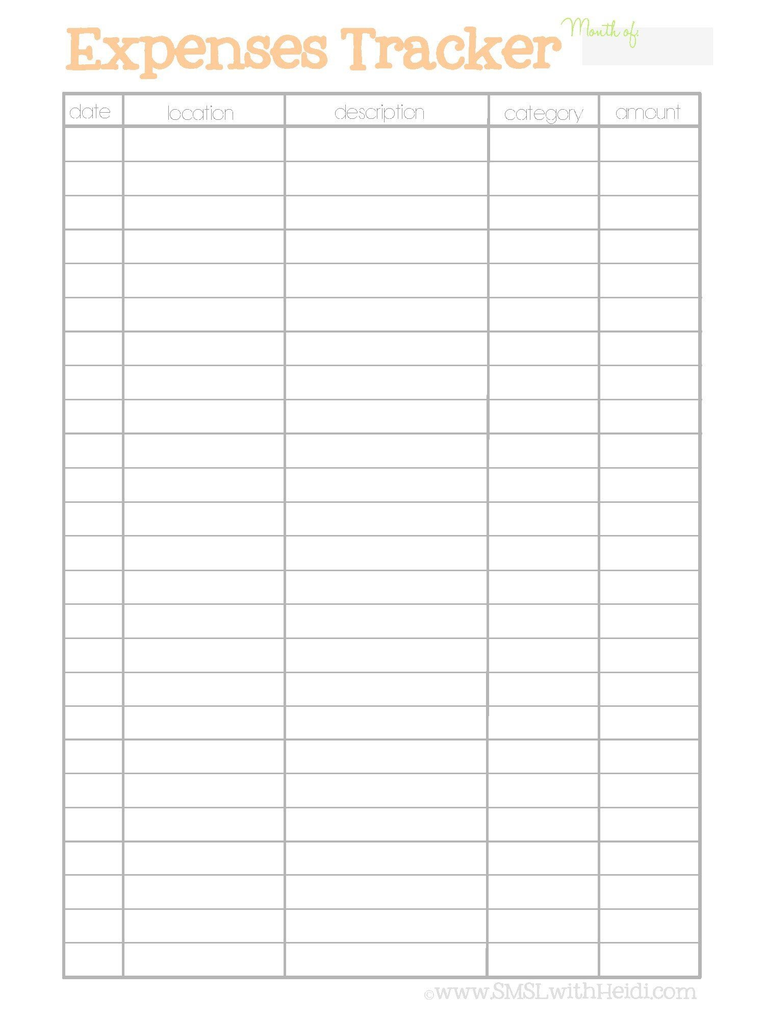 Blank Expense Tracker Printable