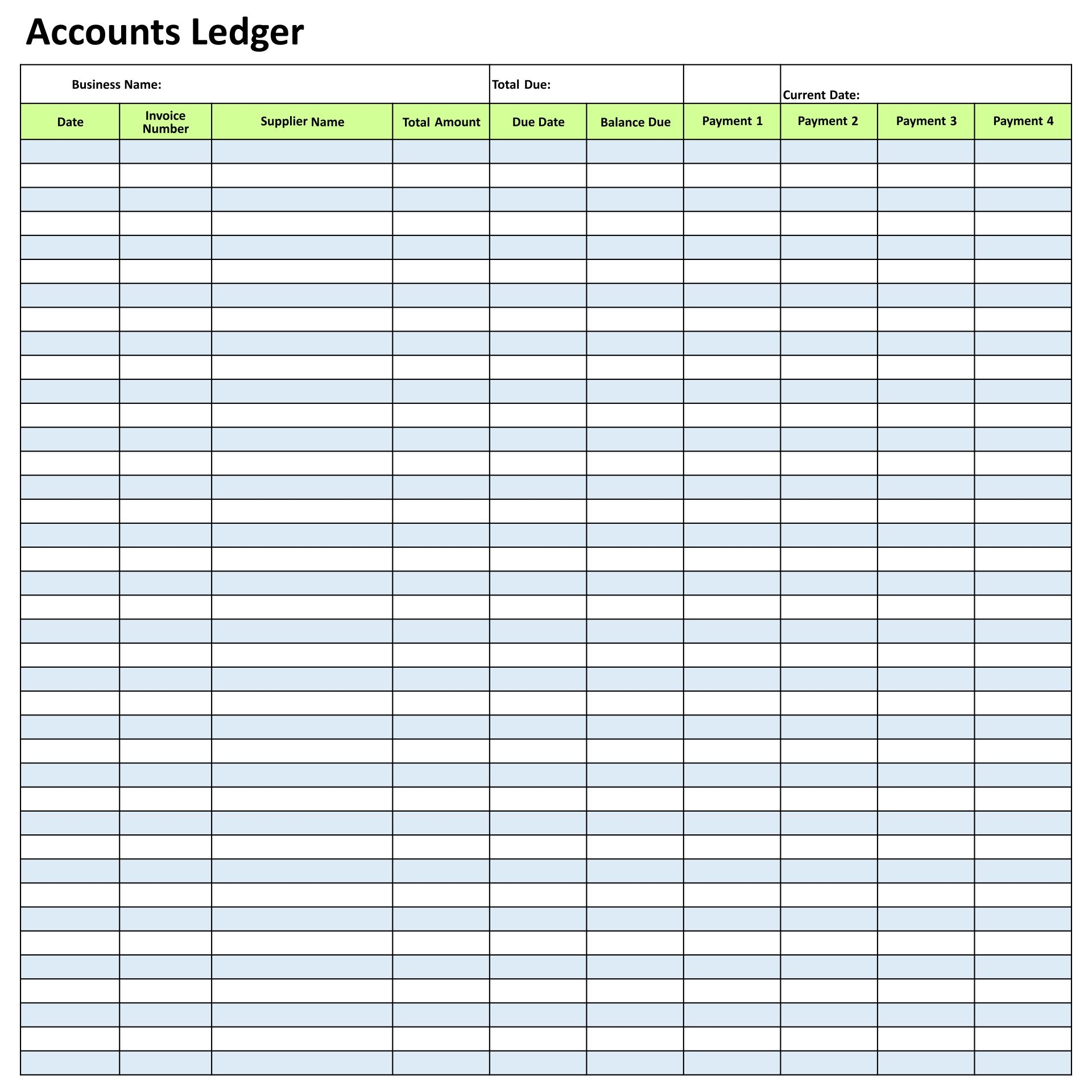 Blank Ledger Sheet 10 Free PDF Printables Printablee
