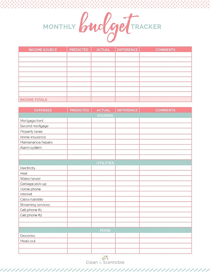 Budget Expense Tracker Printable Holfop