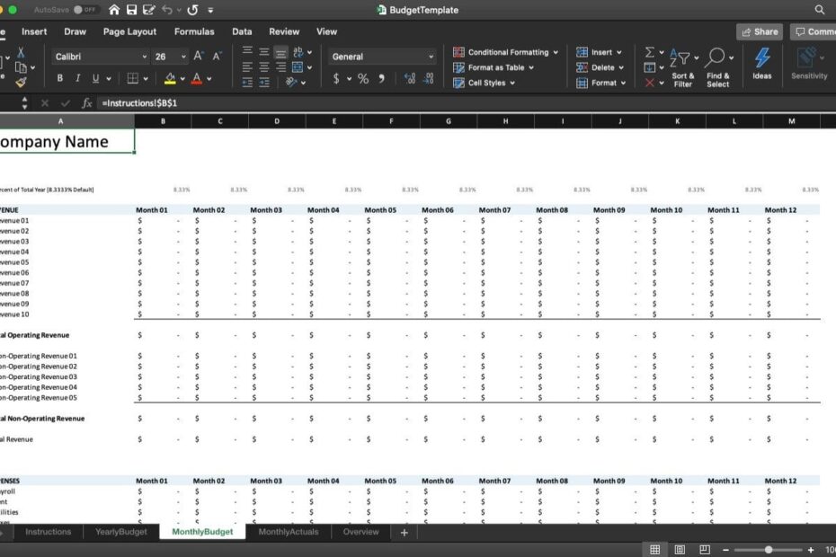 Budget Template In Excel
