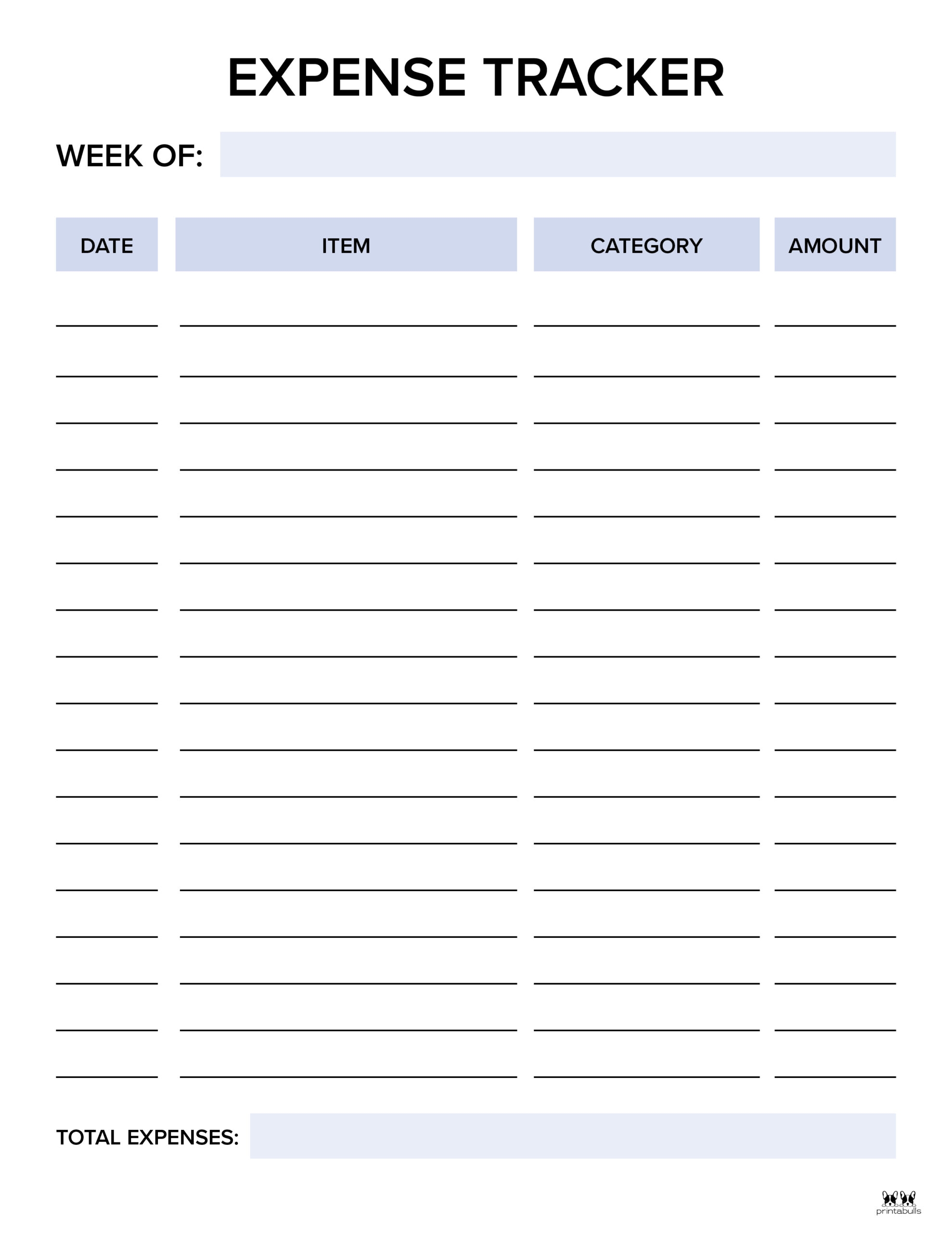 Business Expense Tracker Printable Sonsaad