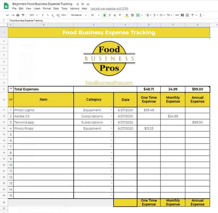 Business Expense Tracker Printable Spreadsheets Guglprofit