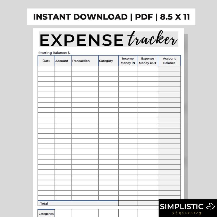 Business Expense Tracker Printable Spreadsheets Mywebvolf