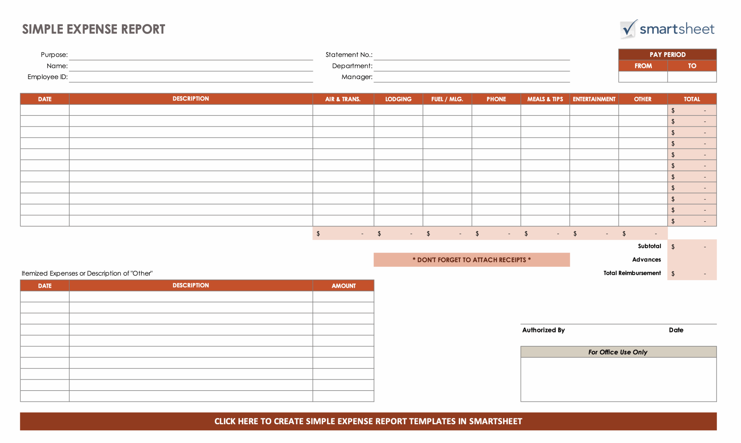 Business Expense Tracker Printable Templates Cardress