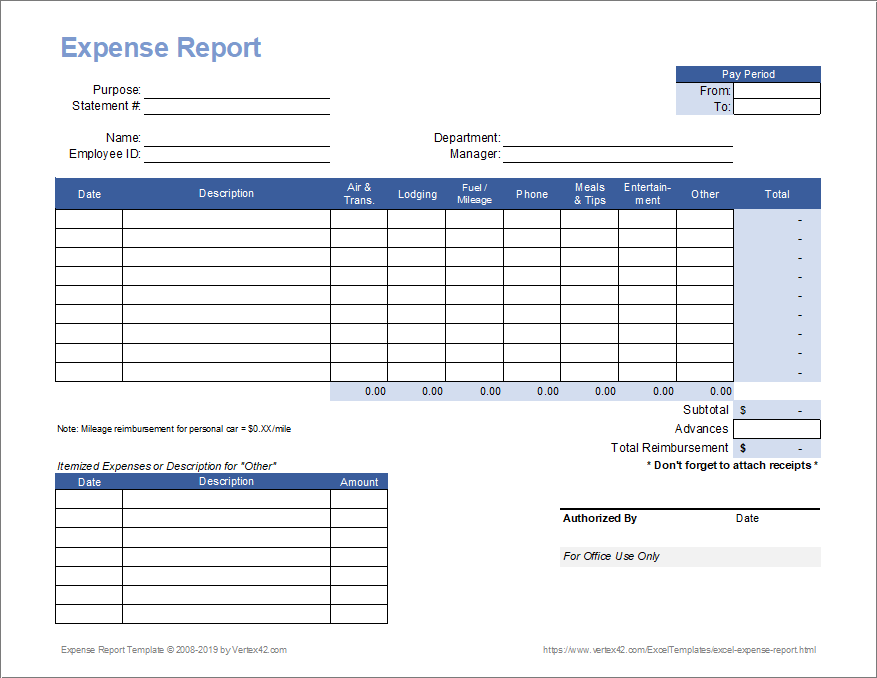 Business Expense Tracker Printable Templates Filtermens