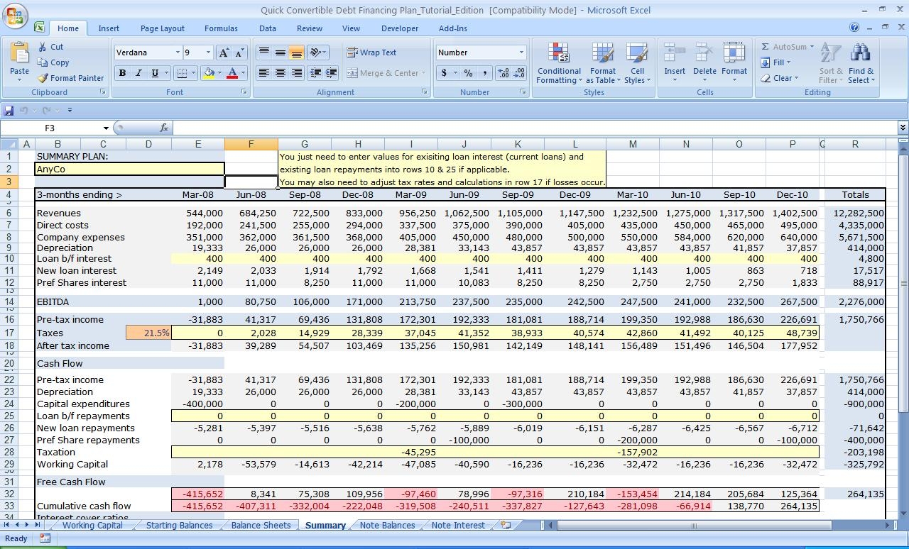 Business Plan Financial Template Spreadsheet Templates For Business 