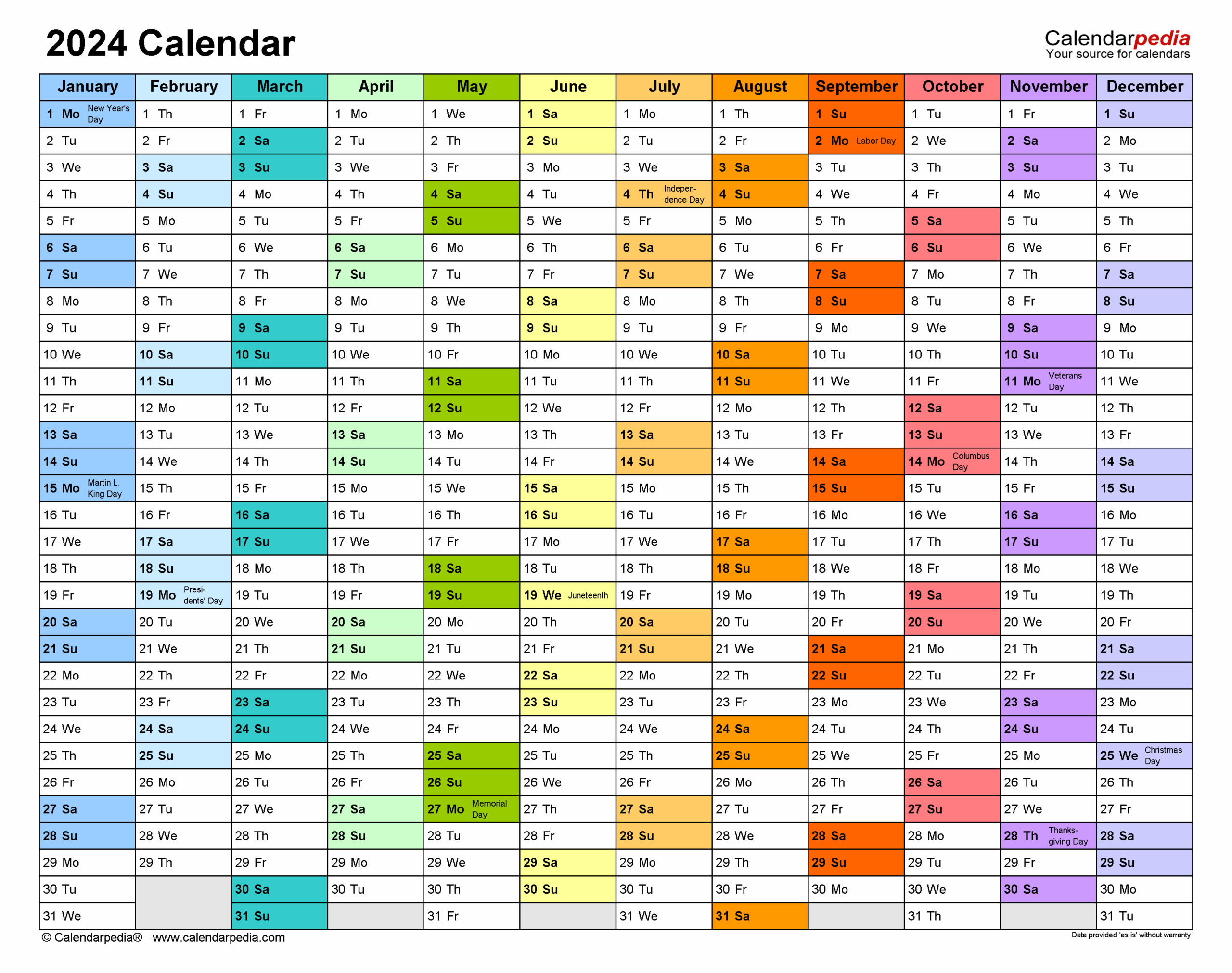 Calendar 2024 Template Excel Fina Orelle