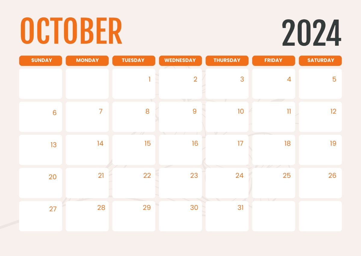 Calendar October 2024 Template Excel Esme Ofelia