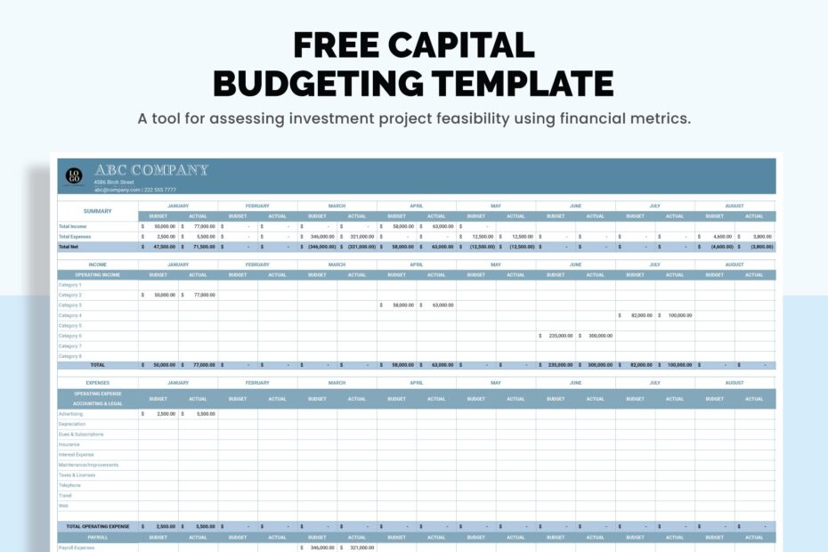 Capital Budgeting Template In Excel Google Sheets Download