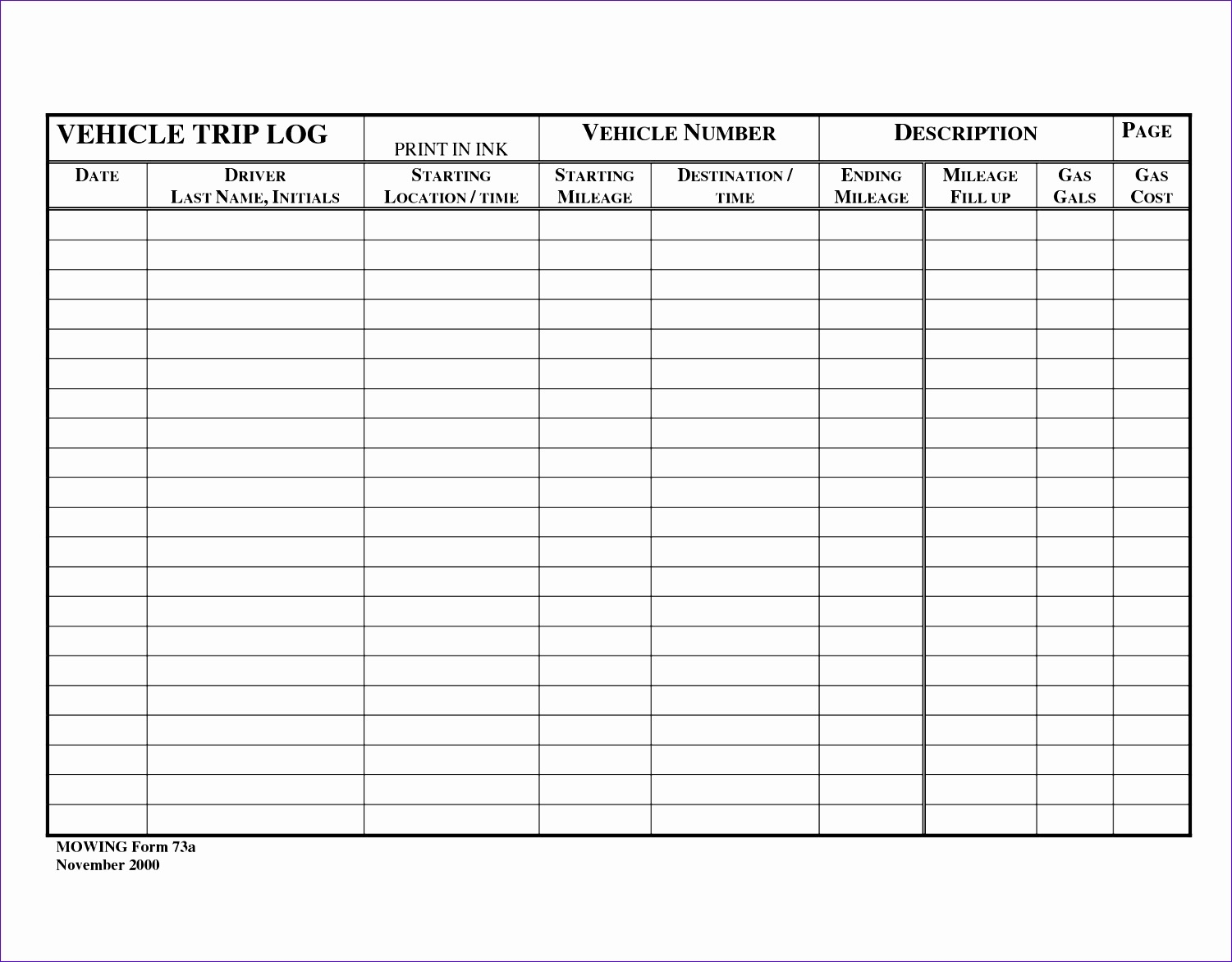 Car Service Log Excel Template