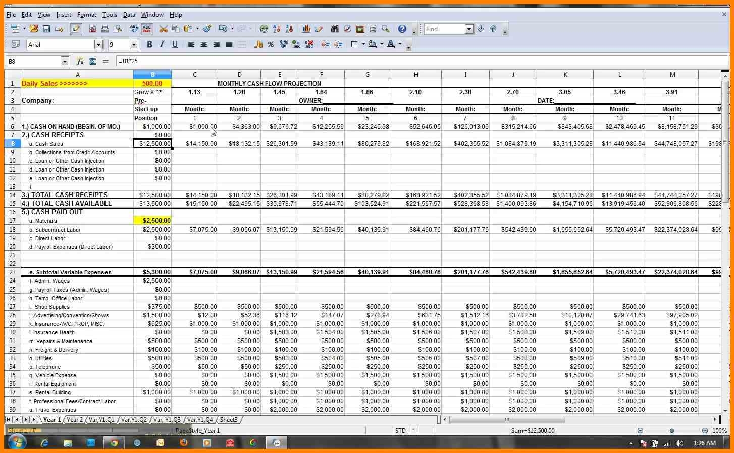 Cash Flow Projection Spreadsheet Template Db excel