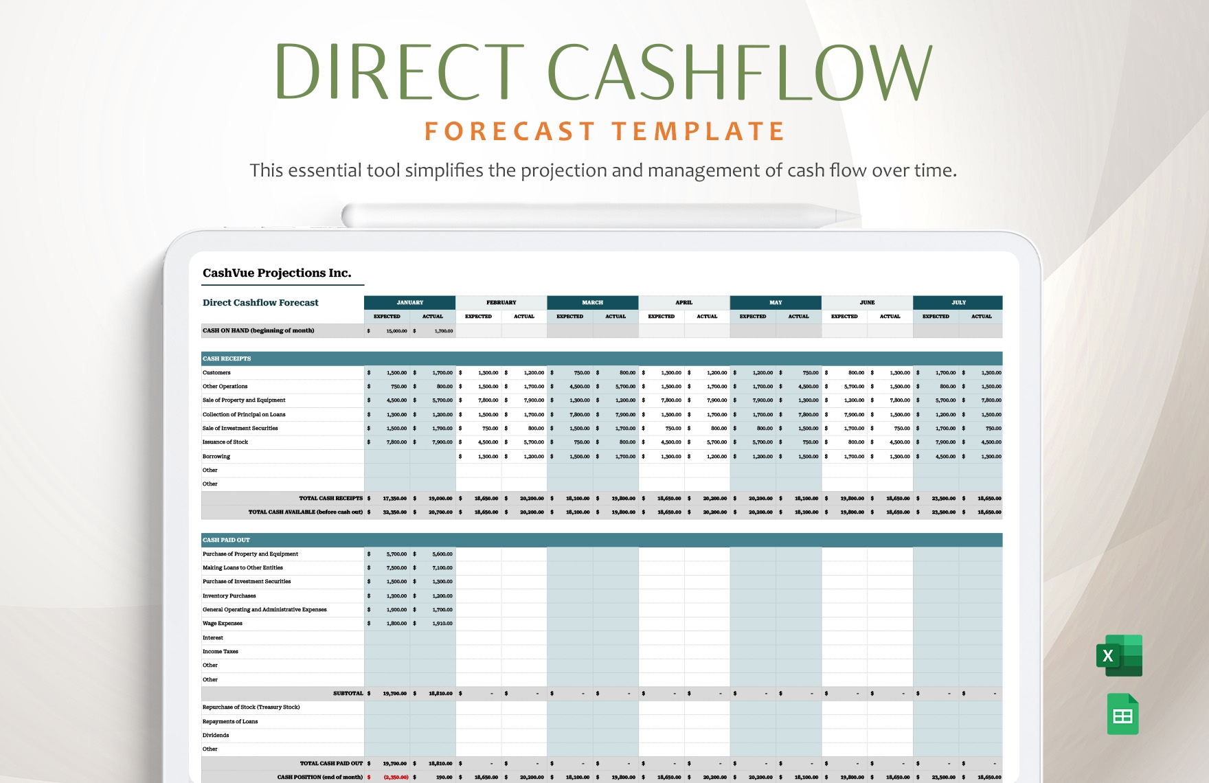Cash Templates In Excel FREE Download Template