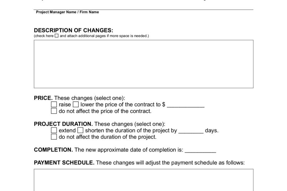 Change Order Template Excel