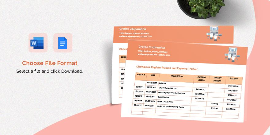Checkbook Register Income And Expense Tracker Template In Word Google 