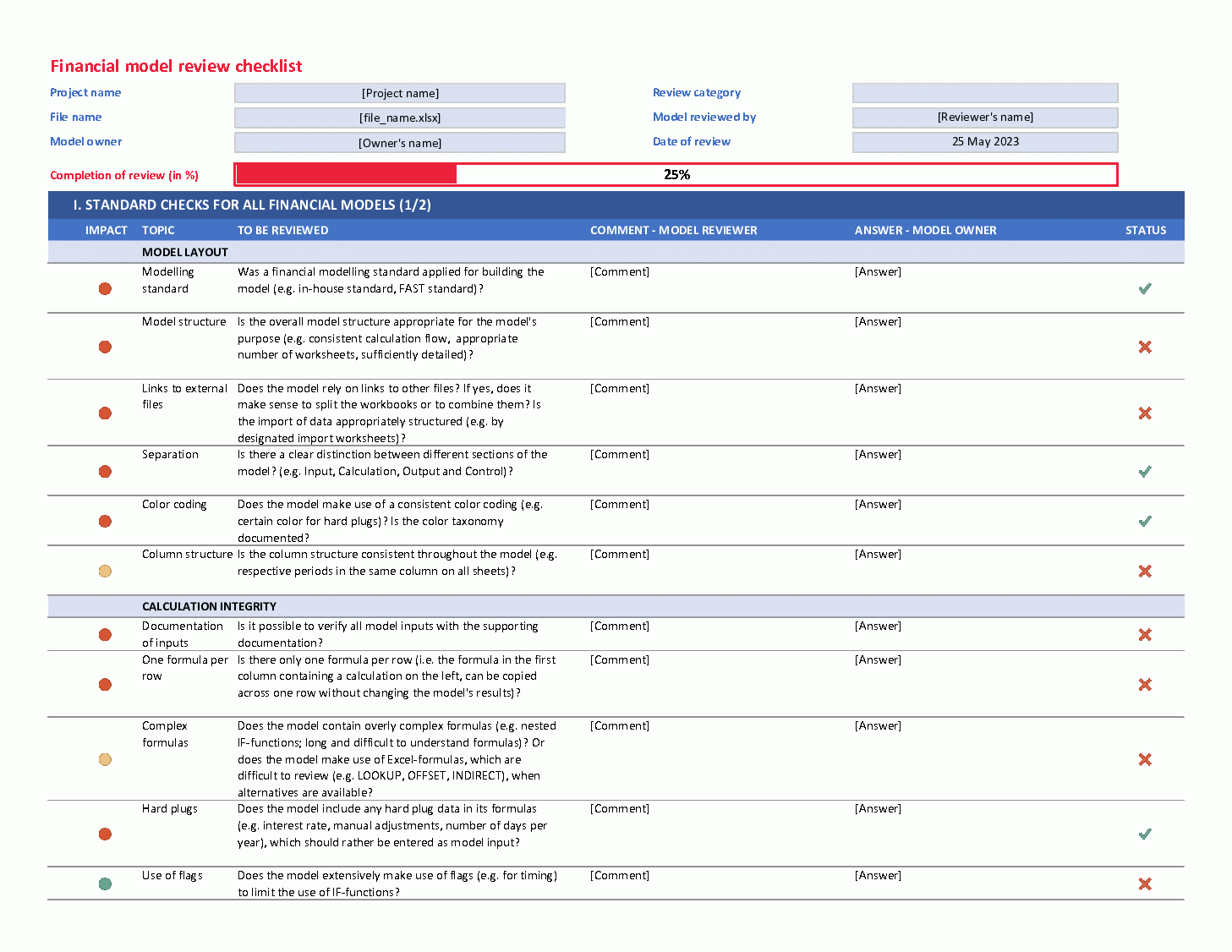 Checklist Template For Excel