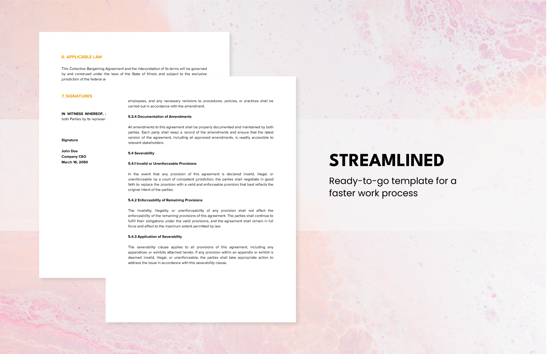 Collective Bargaining Agreement Template CBA In Word Download 