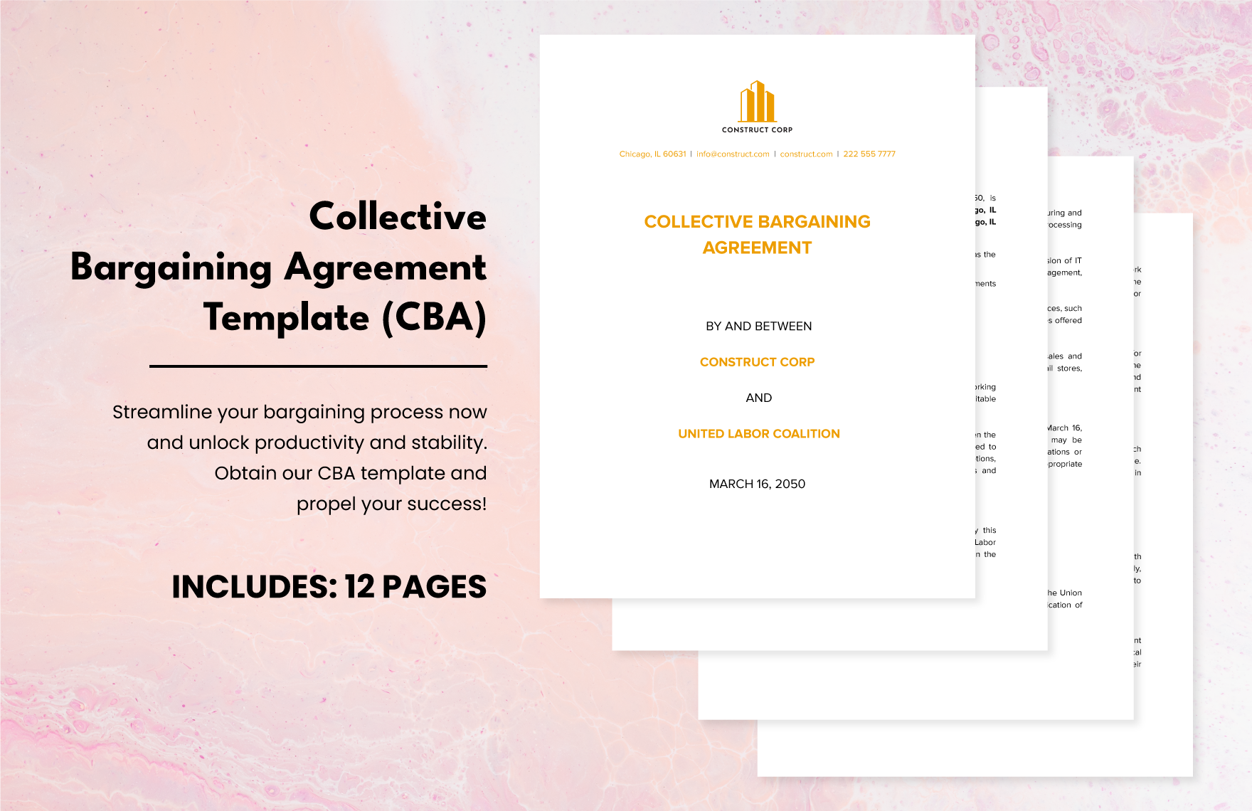 Collective Bargaining Agreement Template CBA In Word Download 