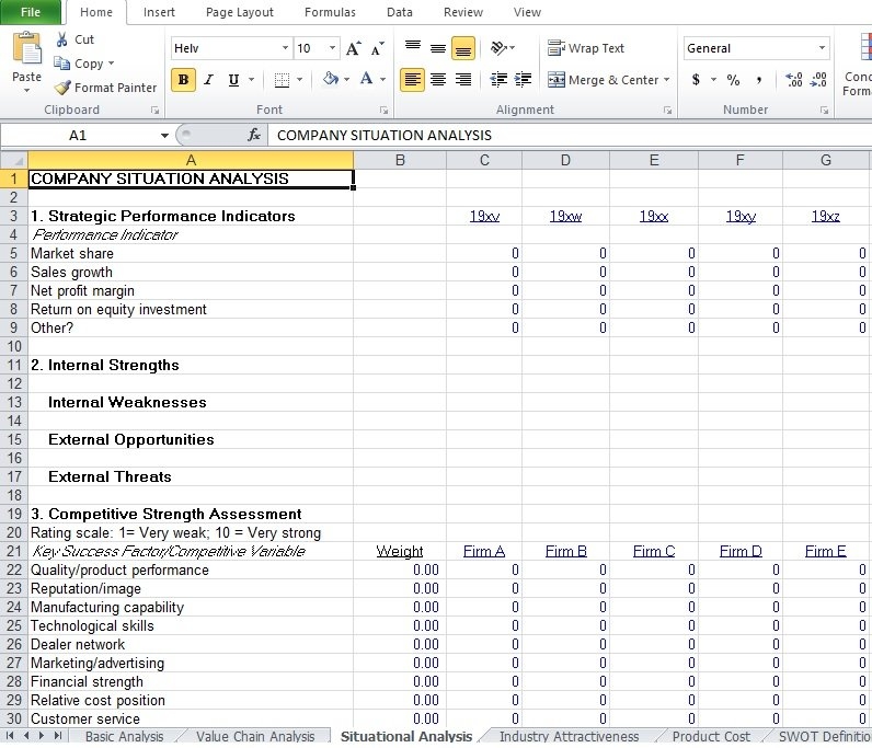 Competitive Analysis Example Template Excel TMP